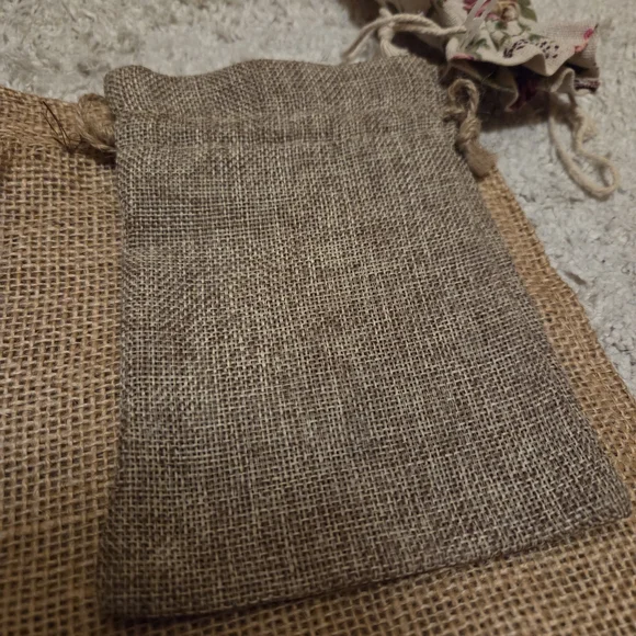Set Of 3 Floral and Burlap Drawstring Bags Tea Party Wedding Vintage Victorian - Picture 6 of 6
